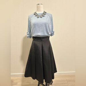 ELIZA J Women’s Black Midi Skirt with Tulle Underlay and Pockets